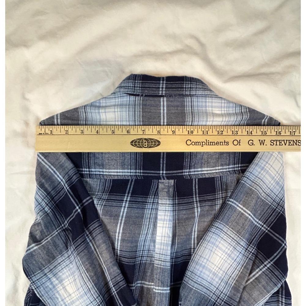 Beachlunchlounge Plaid Flannel Shirt Blue Balloon Button Down Cotton M - Picture 10 of 10